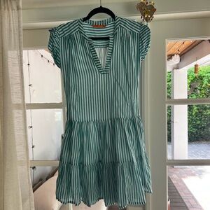 Oliphant Striped Mini Dress - green and White